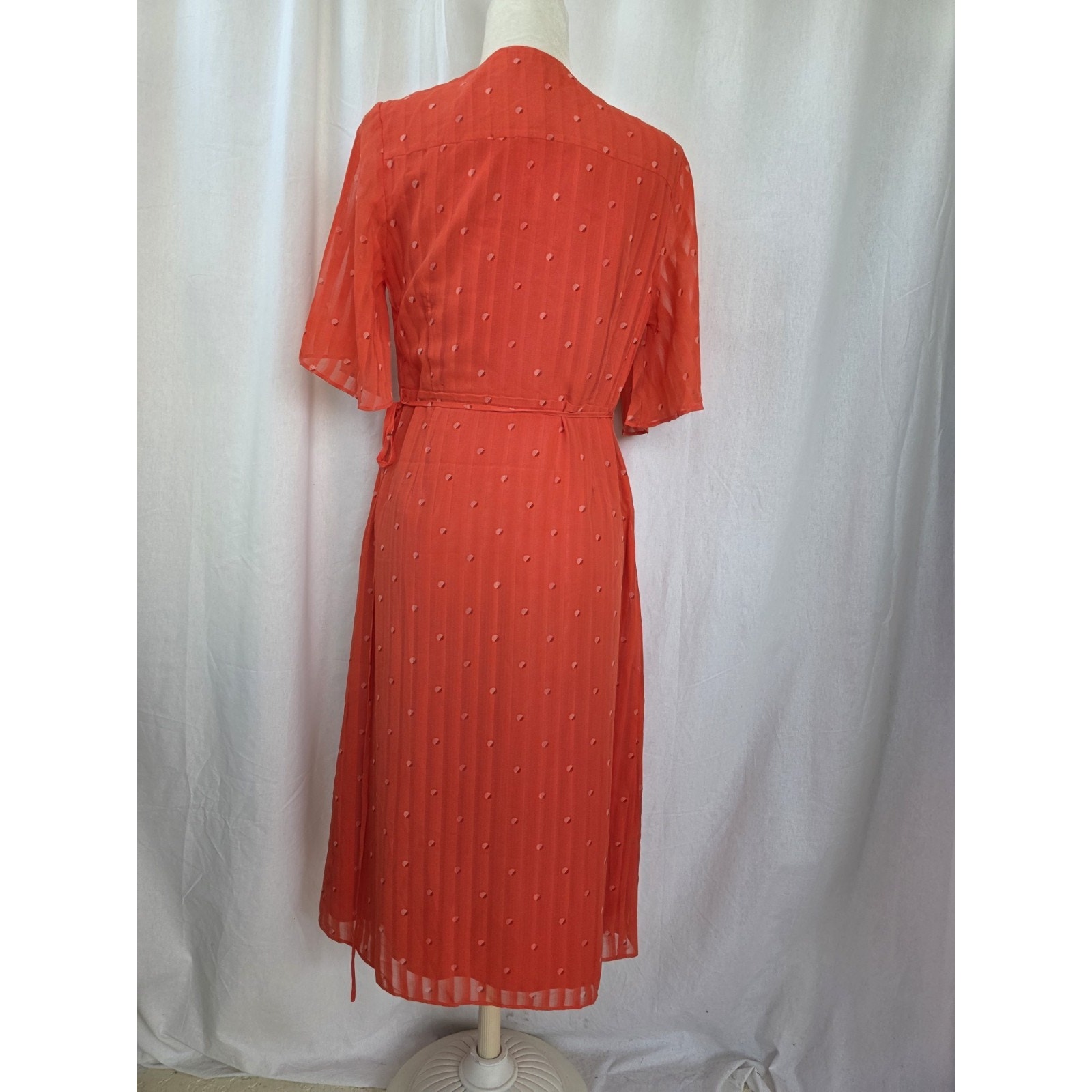 Cupcakes And Cashmere M Mulholland Dresstrue Wrap Midi Coral Red Nwt — image 5 of 8